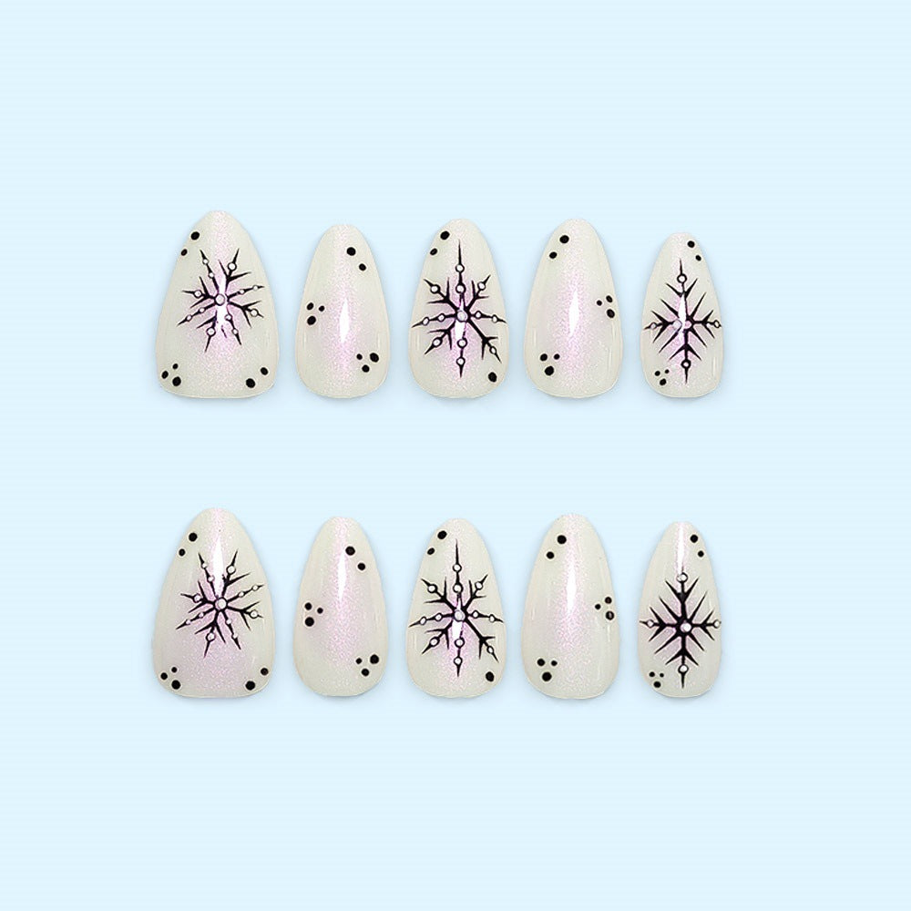 Künstliches Nagelset mit Schneeflocken-Muster Brehn