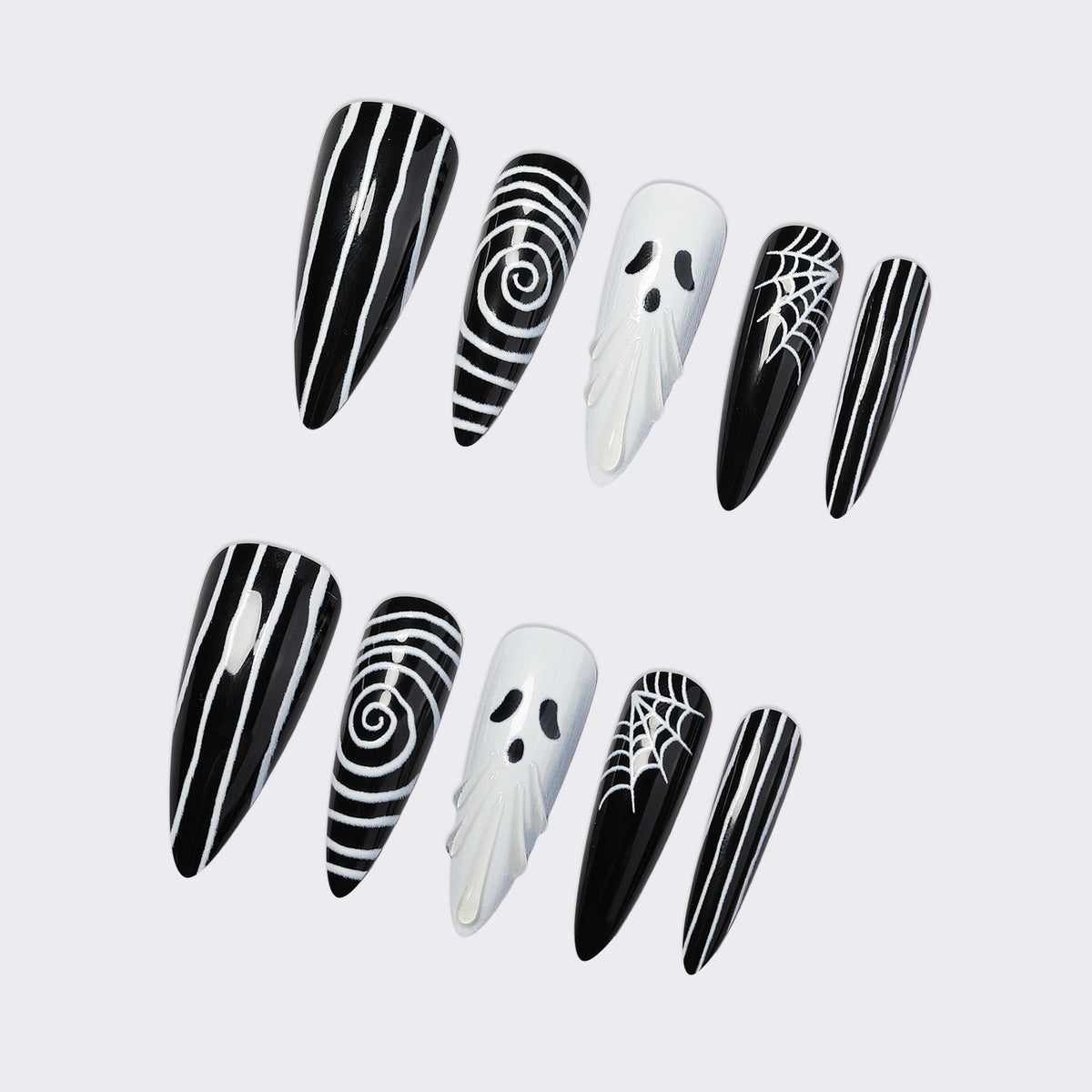 Kunstnagelset mit gruseligen Halloween-Motiven Brehn
