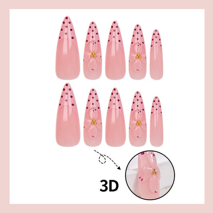 Kunstnagelset mit romantischen Blumen- und Punktemotiven Brehn