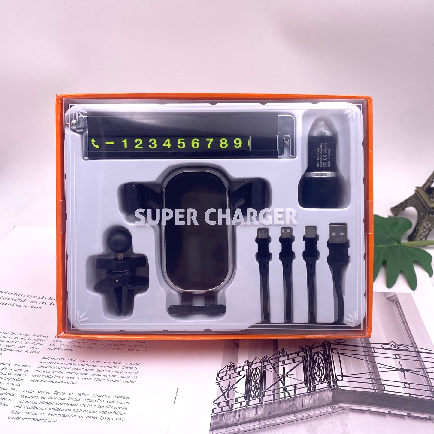 Unisex kabelloser Auto-Ladehalter mit integriertem Telefonhalter Brehn
