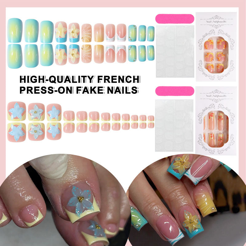 Hochwertiges florales Design Press-On Nagelset Brehn
