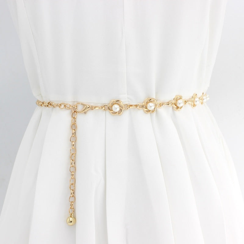 Eleganter Ketten-Gürtel mit Perlen-Details Brehn