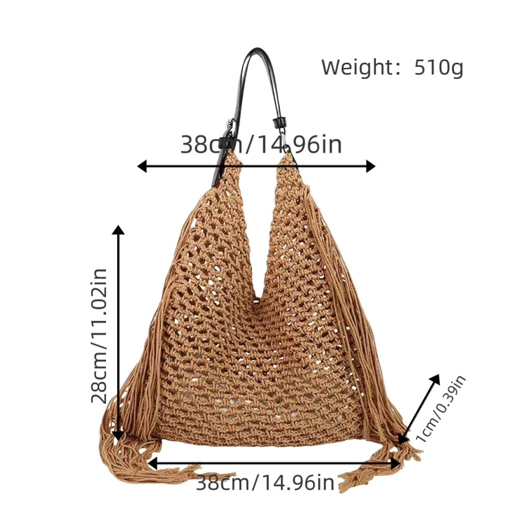 Strukturierte Strandtasche mit Fransigen Details Brehn
