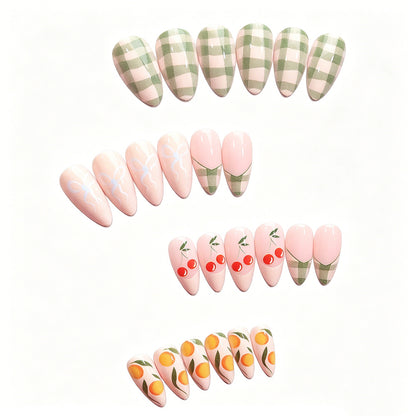 Künstlerisches Press-On Nagelkunst-Design-Set mit Frucht-Akzenten Brehn