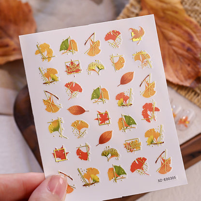 Herbstblatt Nagelkunst Aufkleber