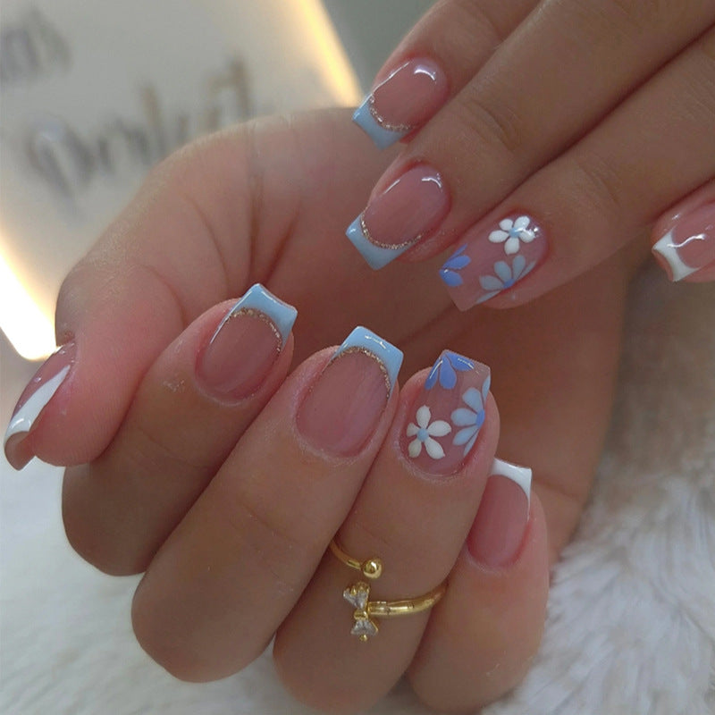 Blumen dekorierte Press-On Nagel Set Brehn
