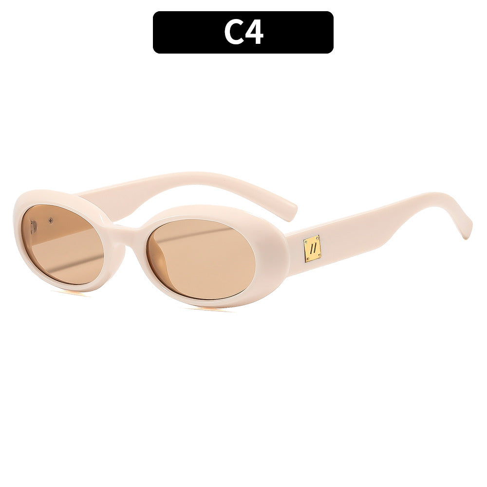 Elegante Retro-Ovalrahmen-Sonnenbrille