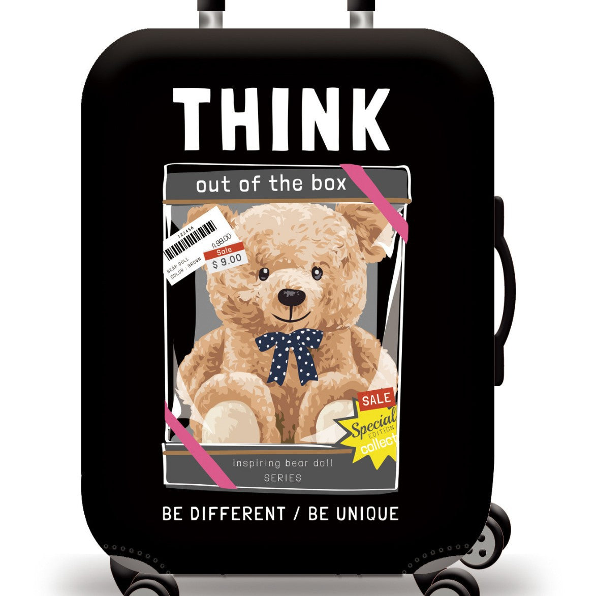 Unisex nan Kinder Trolley Koffer mit niedlichem Teddybär-Design, Hartschale, Teleskopgriff und vier lenkbaren Rollen Brehn