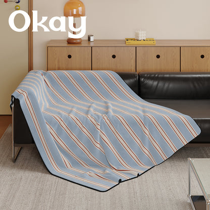 Striped Knit Reversible Throw Blanket with Piped Edge