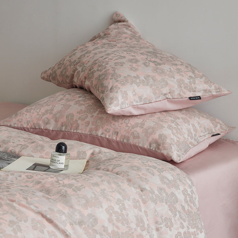 Elegante Bettwäschegarnitur aus Baumwoll-Lyocell-Mix mit feinem Blumenjacquard und verdecktem Hotelverschluss
