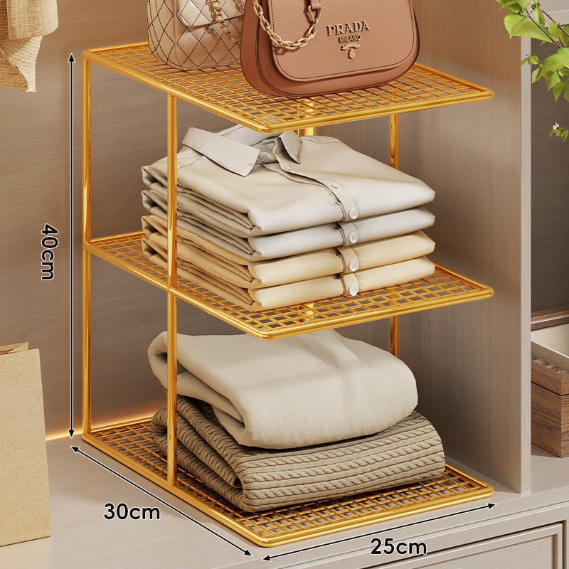 Dreifach-Tier Gitter-Mesh Kleiderschrankregal Organizer mit stapelbarem modularen Design
