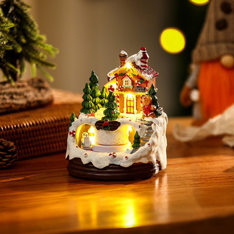 Beleuchtete Weihnachtsdorf-Szene mit winterlichem Design Brehn