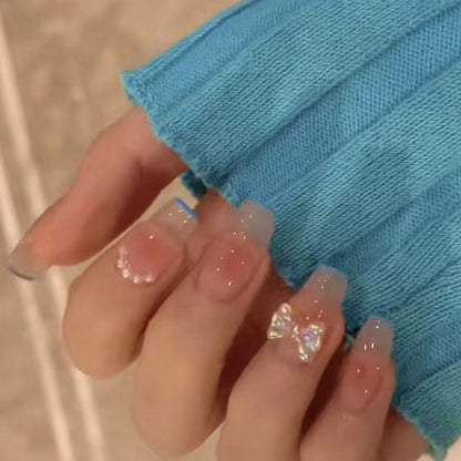 Glitzernder Französischer Tipp Press-On Nagel Set Brehn
