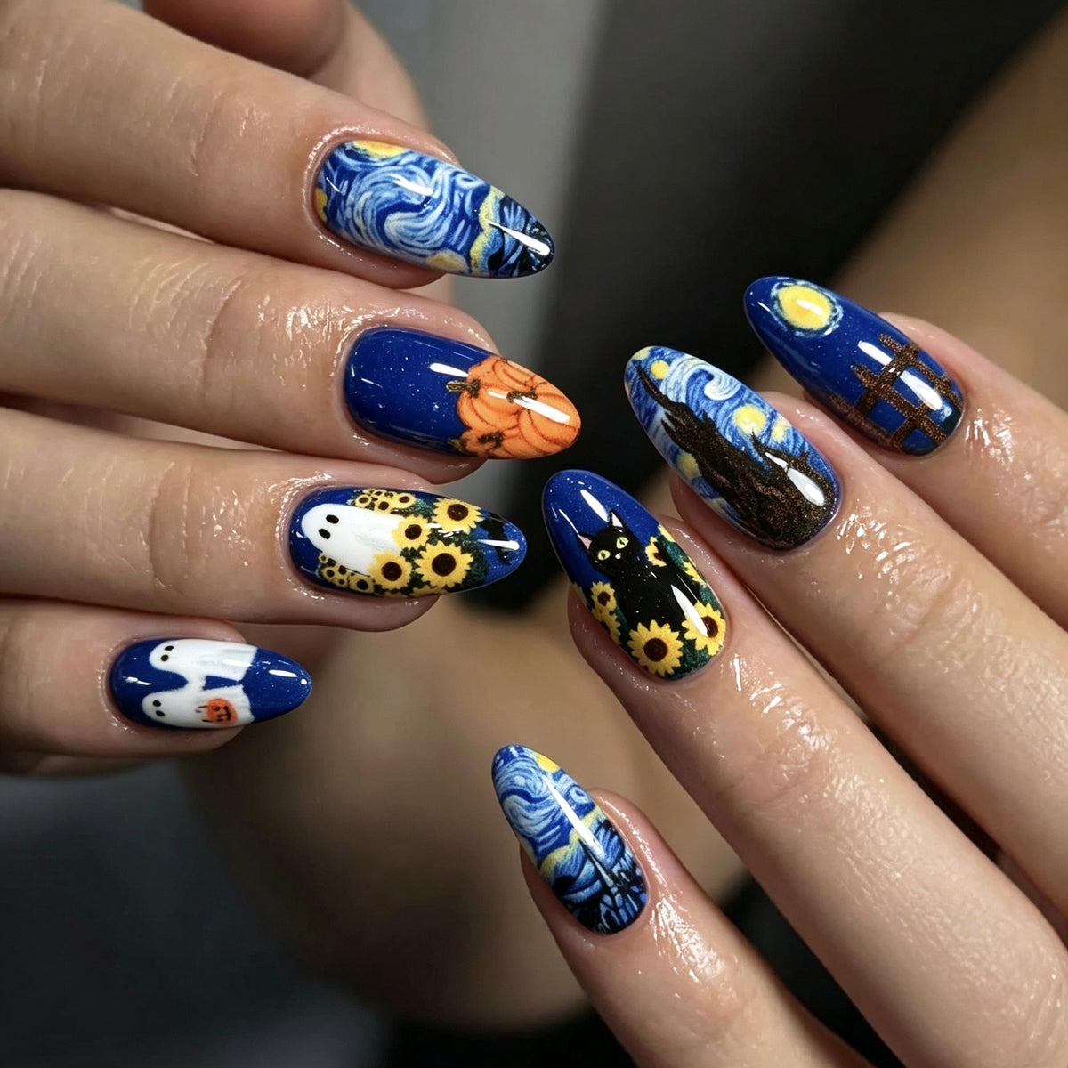 Sternenhimmel Halloween Press-On Nagelkunst
