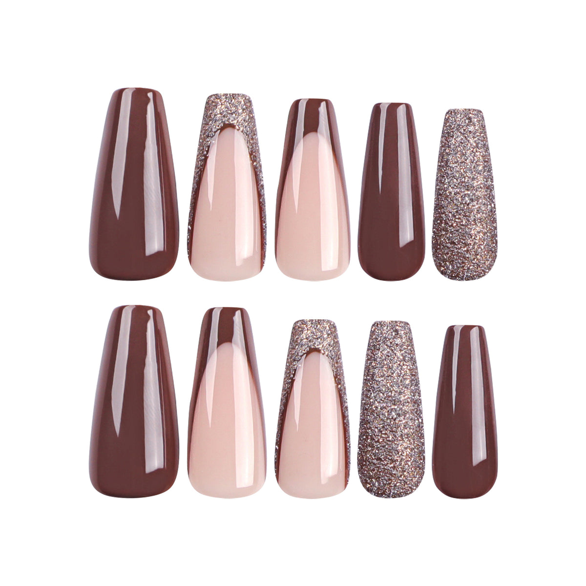 Kunstvolle Stiletto-Nägel mit Glitterverzierungen Brehn