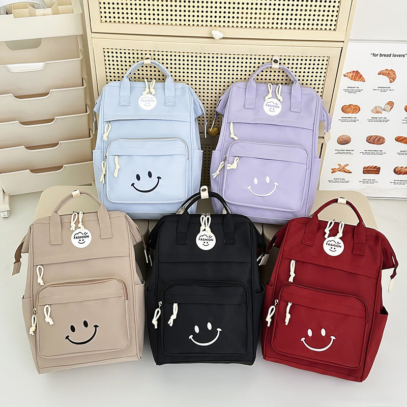 Trendy Multi-Taschen Smiley-Gesicht Rucksack Brehn