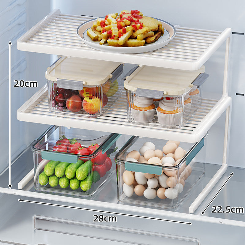 Doppelschicht Kühlschrank Regal Organizer Rack mit lamellierter Oberseite