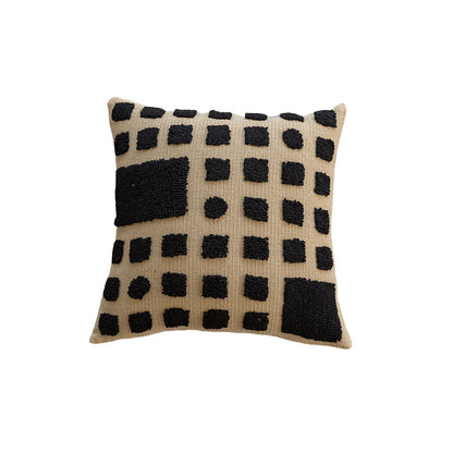 Strukturierter tribal-inspirierter gestrickter quadratischer Akzentkissen mit erhöhtem getuftetem Diamantmotiv