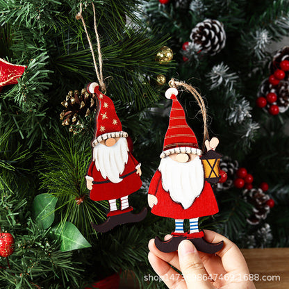 Dekorativer Holz-Santa-Gnom Ornament