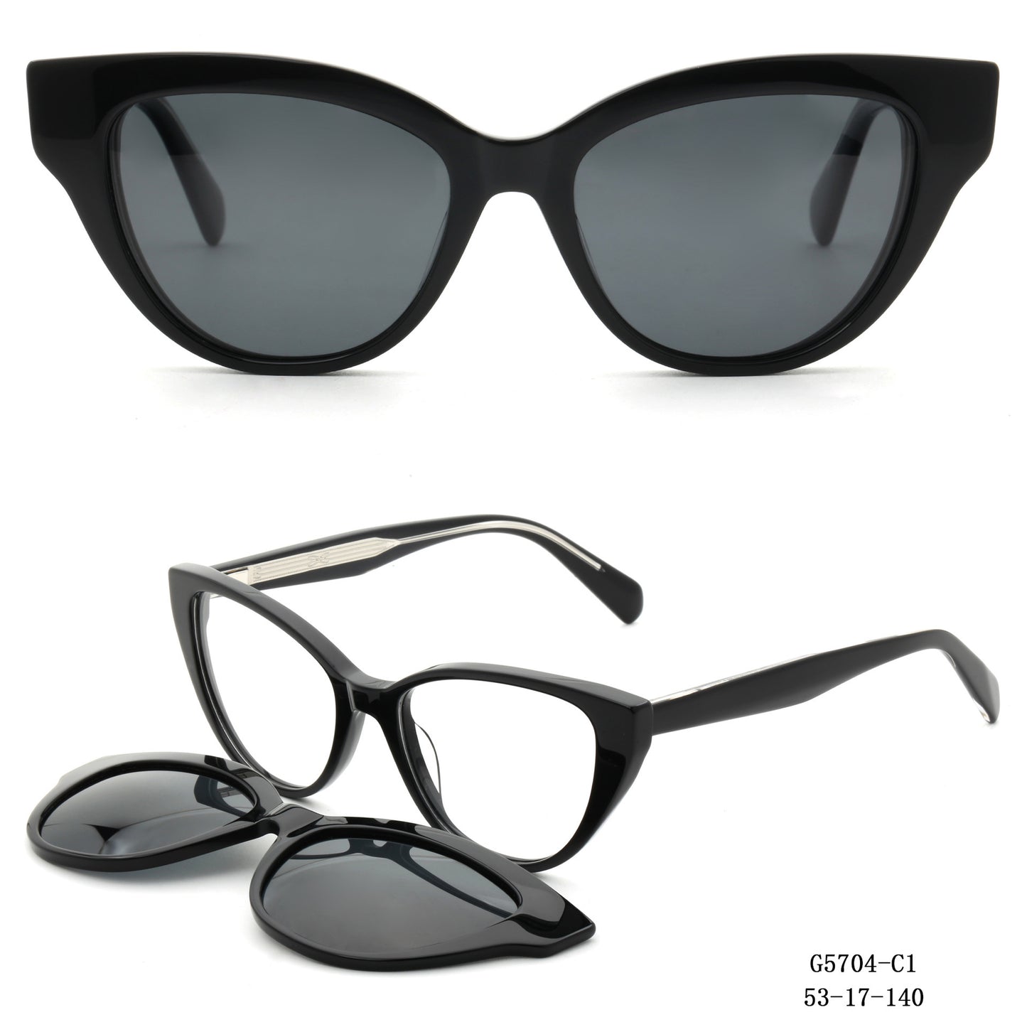 Damen Cat-Eye Sonnenbrille mit abnehmbaren Gläsern Brehn