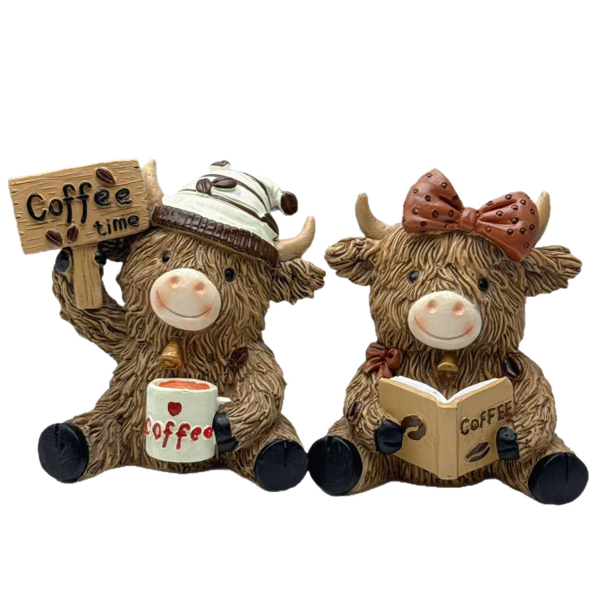 Dekorative Highland-Rind Kaffeefigur Brehn