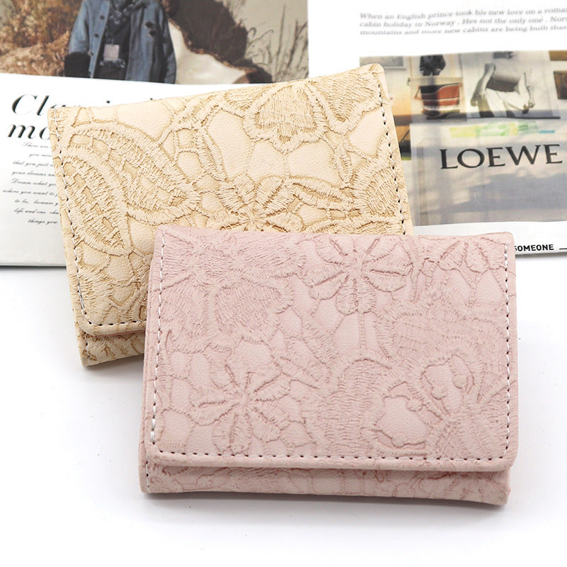 Blumenpräge Leder Mün Brieftasche