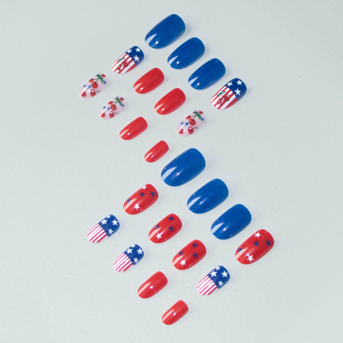 Patriotisches Kirsch-Themen-Nagelkunst-Set