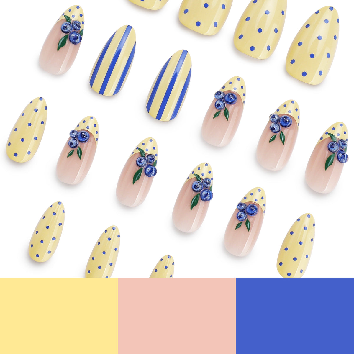 Kunstvolle Stiletto-Nägel mit floralen Akzenten und bunten Mustern Brehn