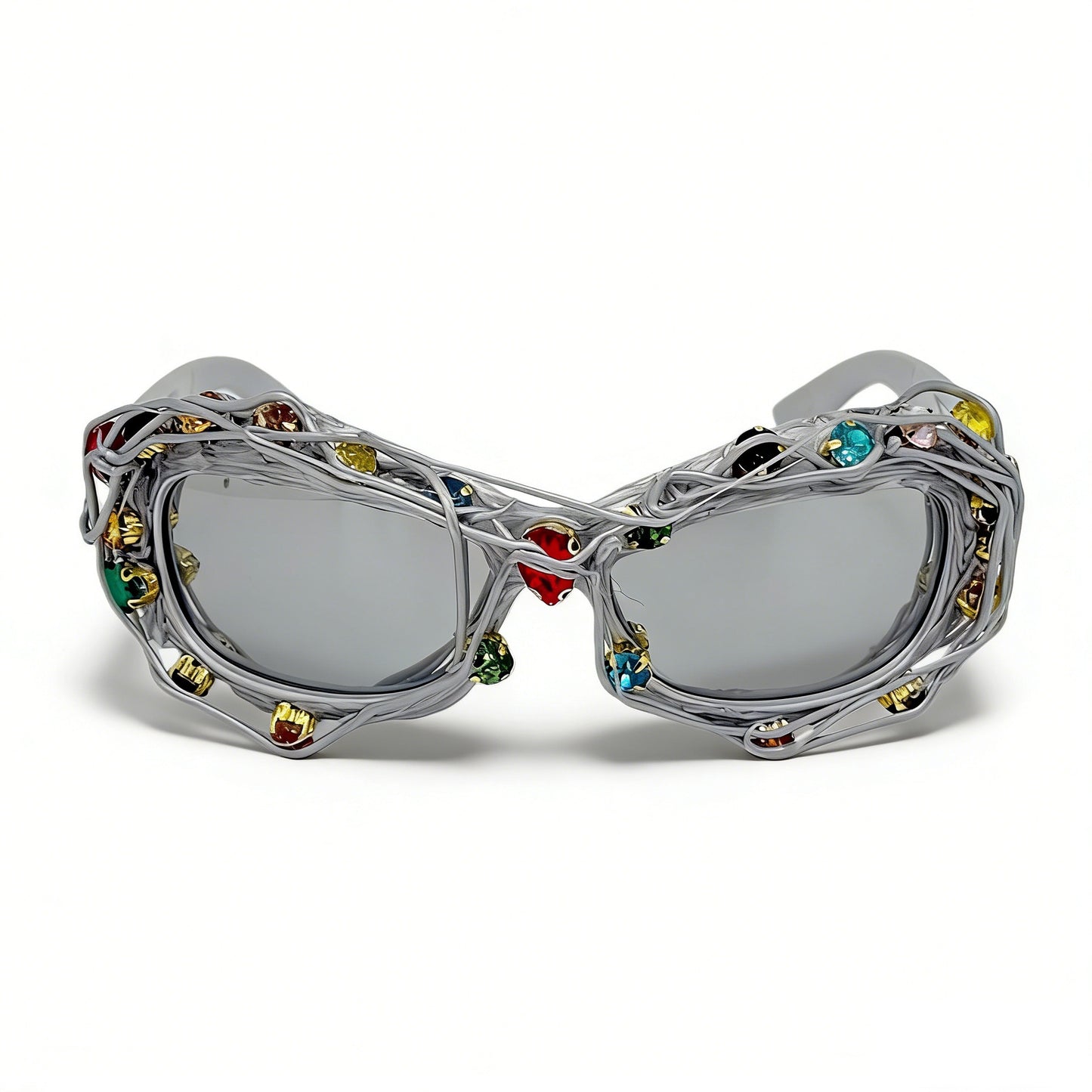 Damen auffällige Designer-Sonnenbrille mit Strass-Applikationen Brehn