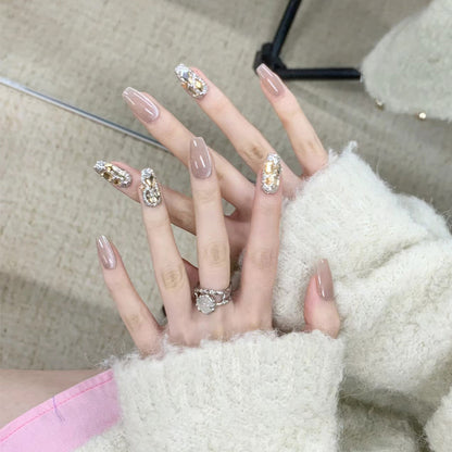 Luxus Strass-Beschichtete Press-On Nagelset Brehn