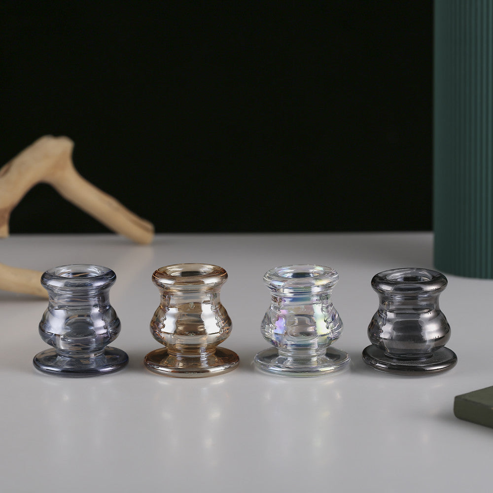 Glass Taper Kerzenhalter mit gebogenem schwerem Fuß Brehn