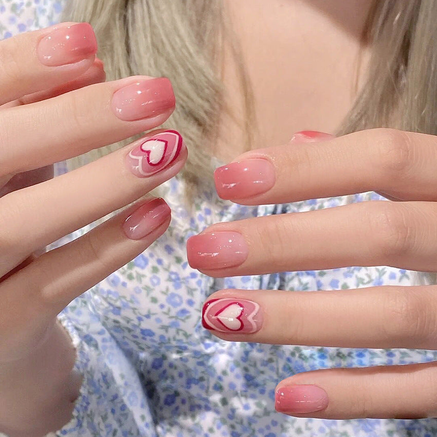 Künstlerisches Herzdesign Press-On Nail Set Brehn 178815*10mm0446