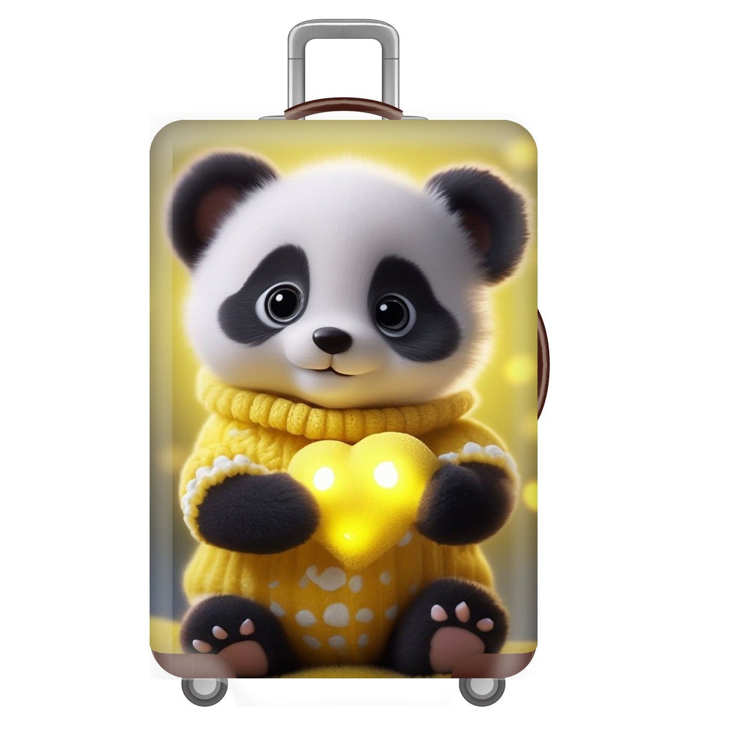 Unisex nan elastische Kofferhülle für Hartschalen-Trolley mit niedlichem Panda-Motiv, dehnbarer Schutzüberzug mit Griff‑ und Rollenöffnungen Brehn
