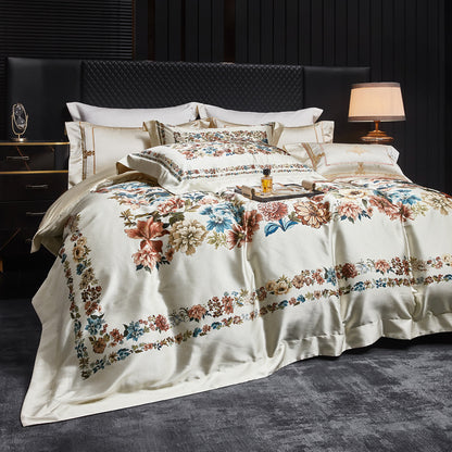 Luxuriöses florales Satin-Jacquard Bettbezug-Set