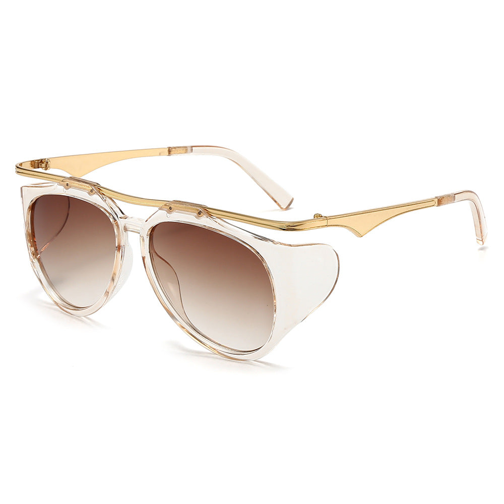 Damen Modische Sport-Sonnenbrille mit Oversized-Rahmen und goldenen Akzenten Brehn