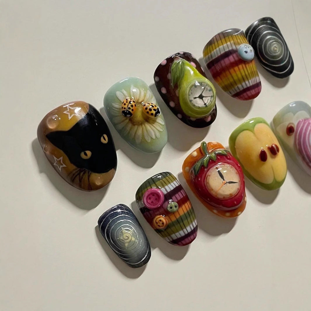 Künstlerische ozeanische Press-On-Nagelkunst Brehn