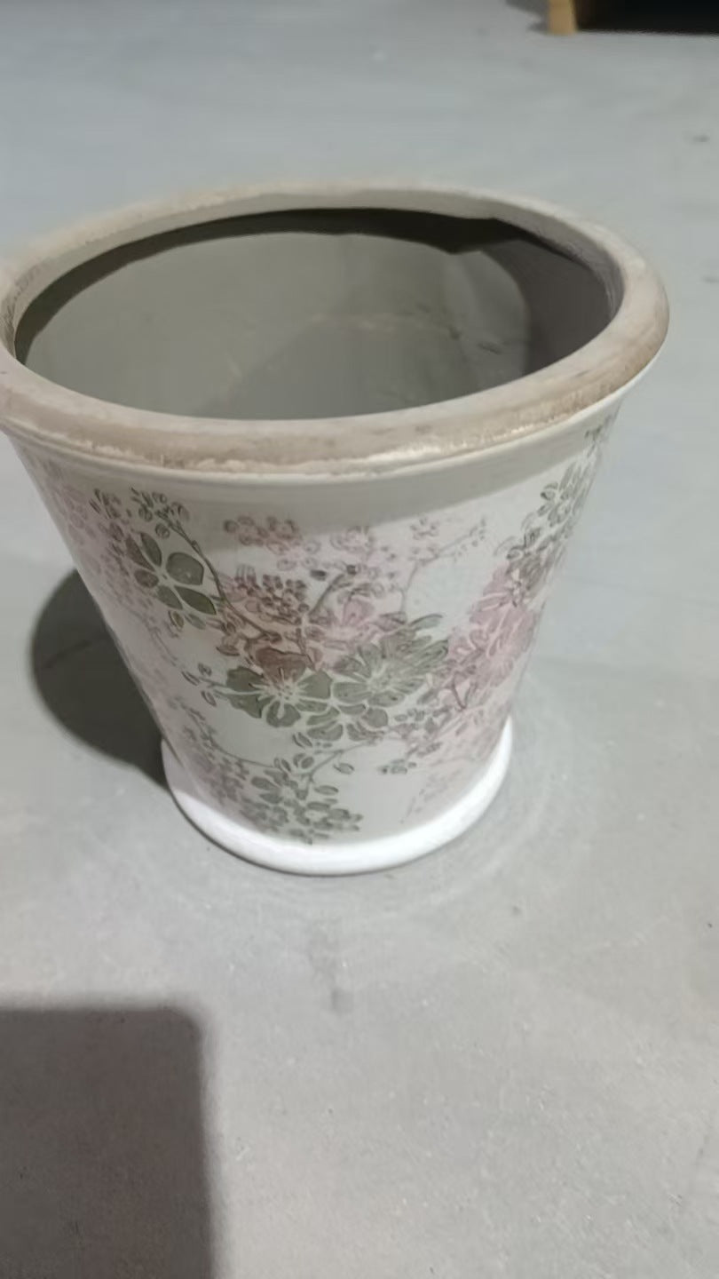 Dekorativer Keramik Blumentopf mit floralem Design Brehn