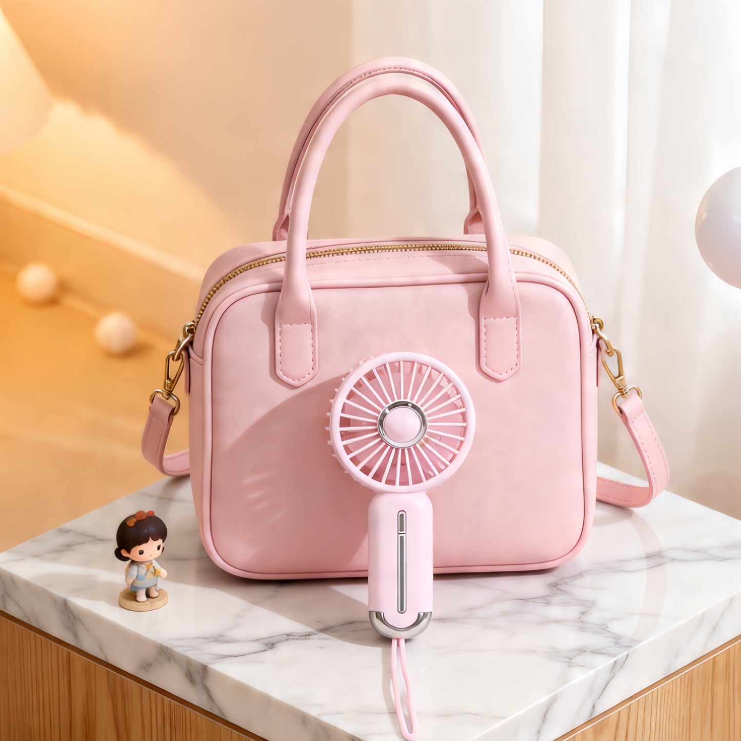 Damen Tragbarer Mini-Handventilator mit USB-Ladefunktion und ergonomischer Griff Brehn