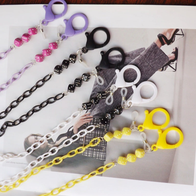 Modische Brillenhalter-Kette Aus Kunststoff mit Bunten Perlen Brehn