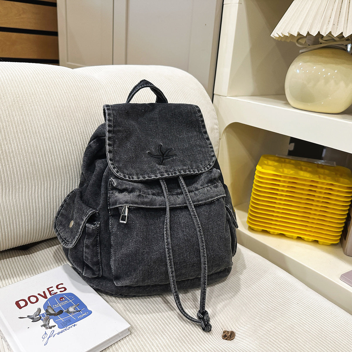 Stylische Denim Zugbeutel Rucksack Brehn
