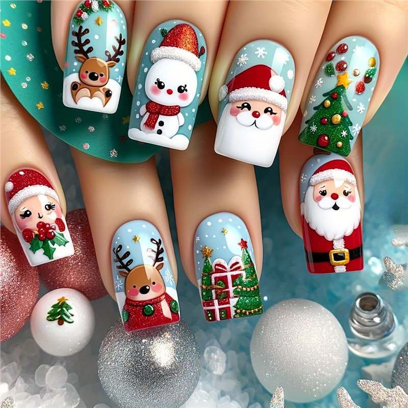 Festliches Feiertags-Charakter-Nagelkunstset Brehn