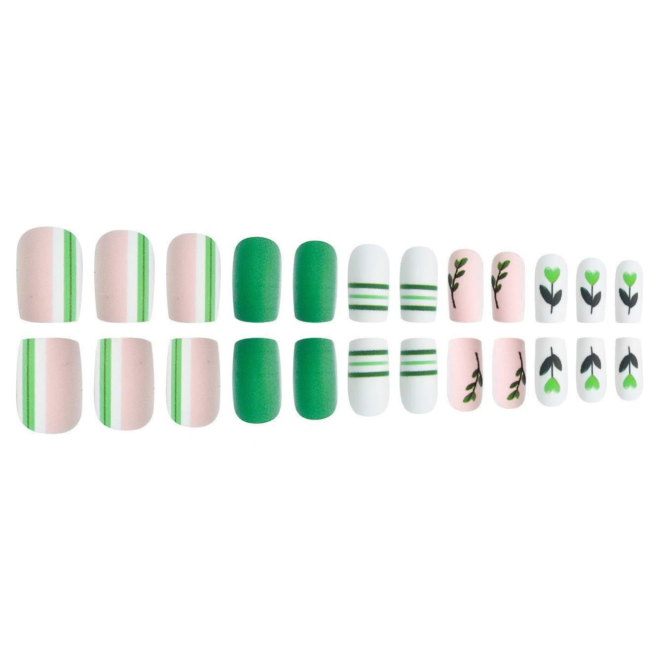 Künstlerisches botanisches Press-On-Nageldesign-Set Brehn