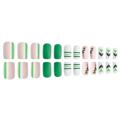 Künstlerisches botanisches Press-On-Nageldesign-Set Brehn