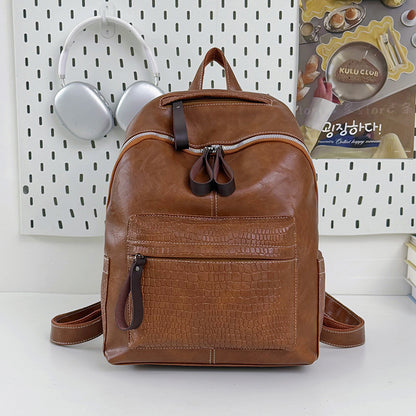 Stylische Krokodil-muster Leder Rucksack Brehn