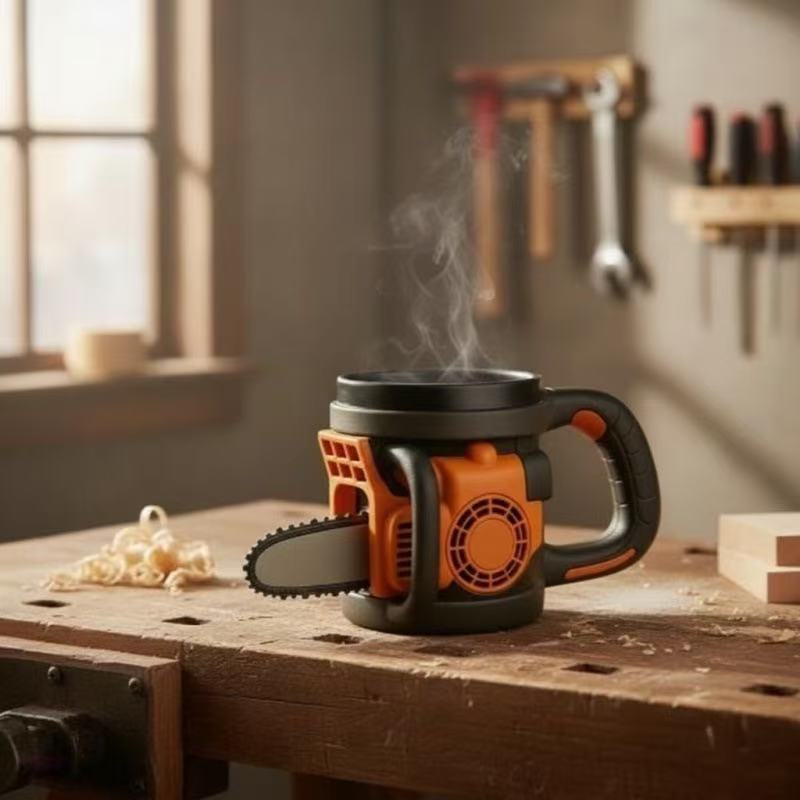 Kaffeetasse im Kettensägen-Design Brehn