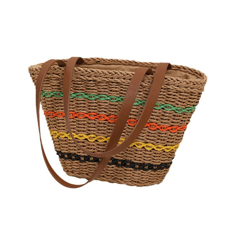 Trendige Strohtasche mit Bunten Details Brehn