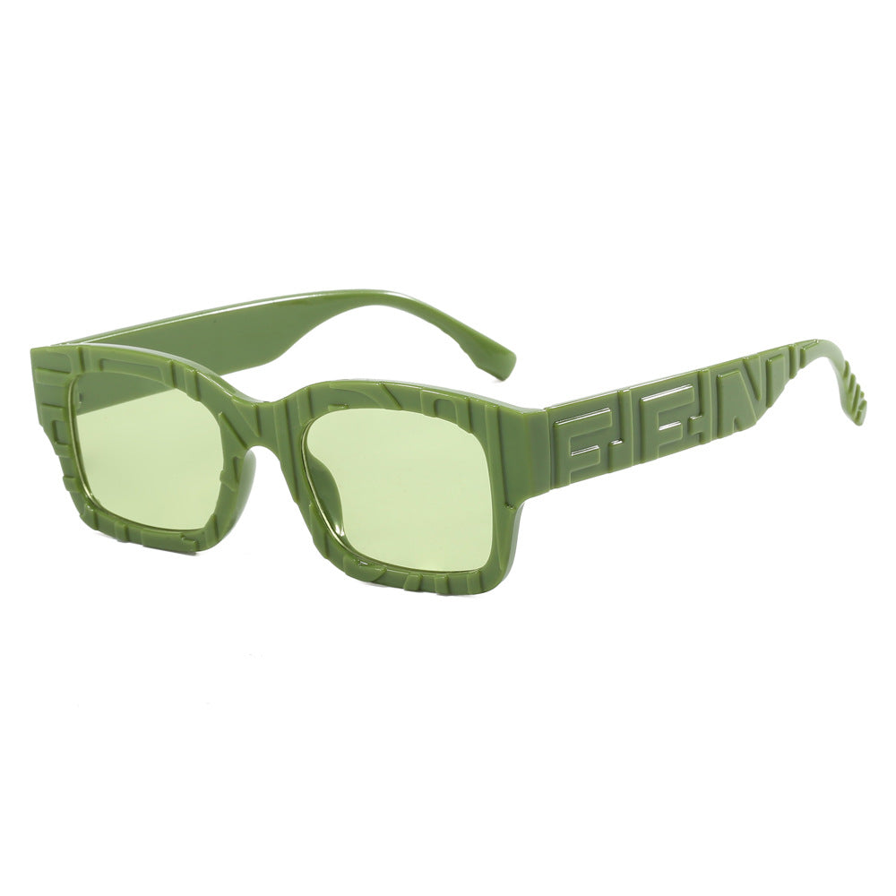Damen modische quadratische Sonnenbrille mit strukturiertem Rahmen und UV-Schutz Brehn