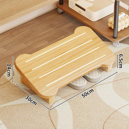 Niedrige Holzschuhbank mit Stauraum unter dem Sitz