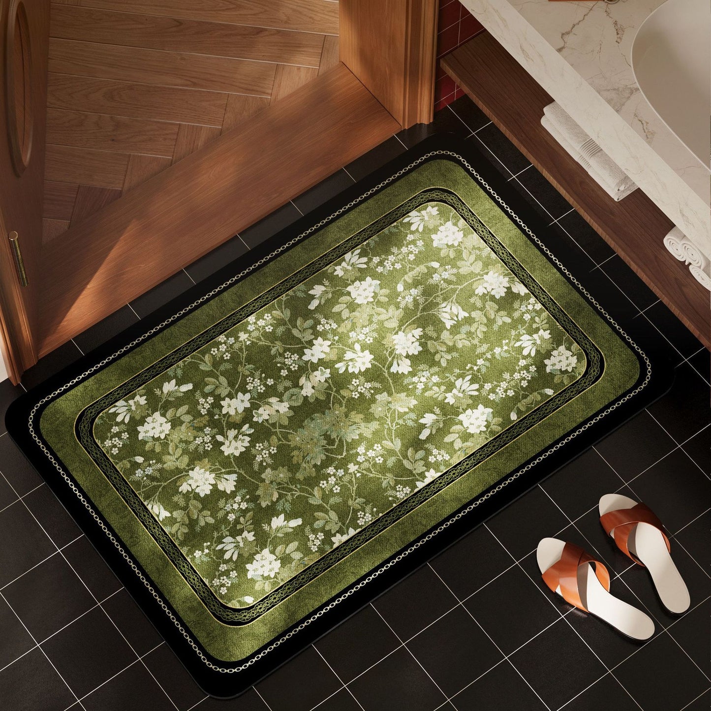 Florales Muster Rutschfester Badematte