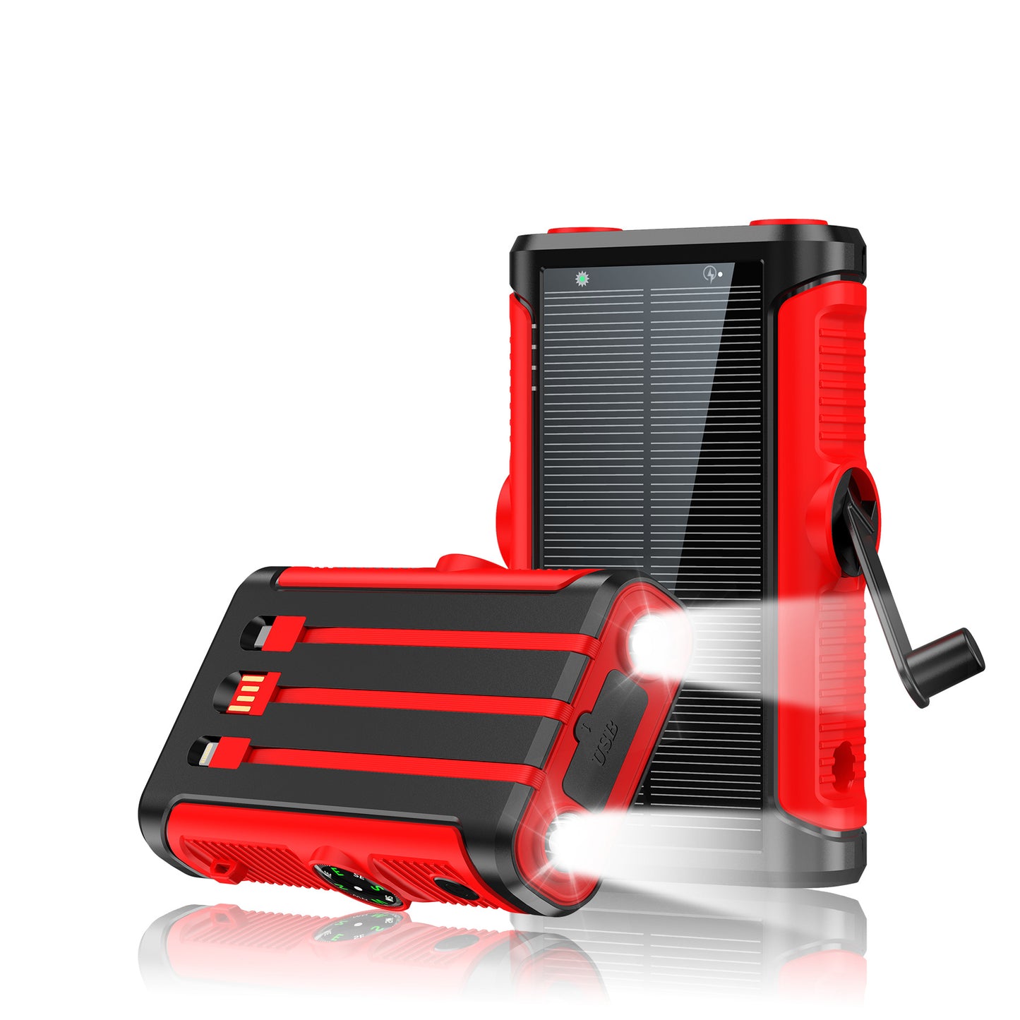 Tragbare Solarbatterie mit Integriertem Handkurbel-Ladegerät Brehn